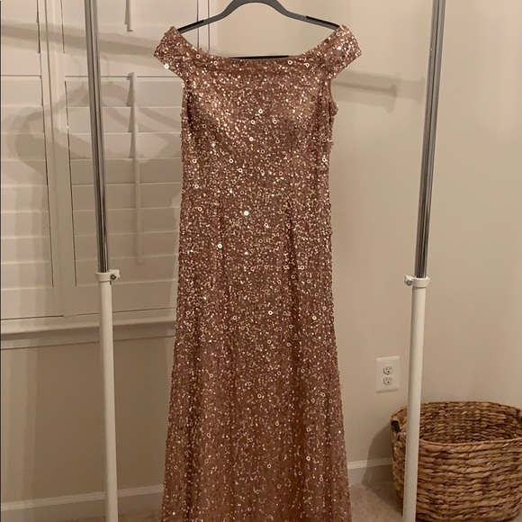 Adrianna Papell sequin off the shoulder gown - Picture 4 of 6